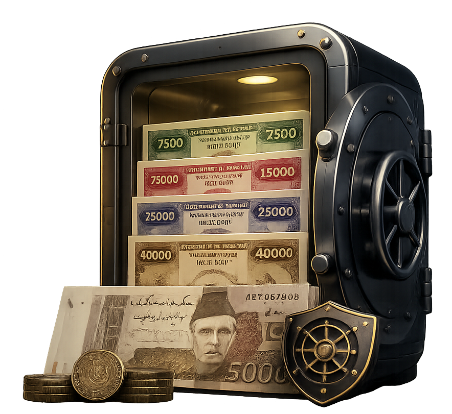 BondVault secure vault — store and manage your Pakistani prize bonds
